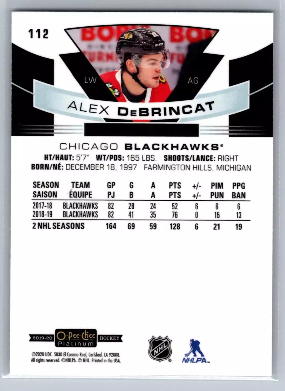 2019-20 O-Pee-Chee Platinum #112 Alex DeBrincat 1