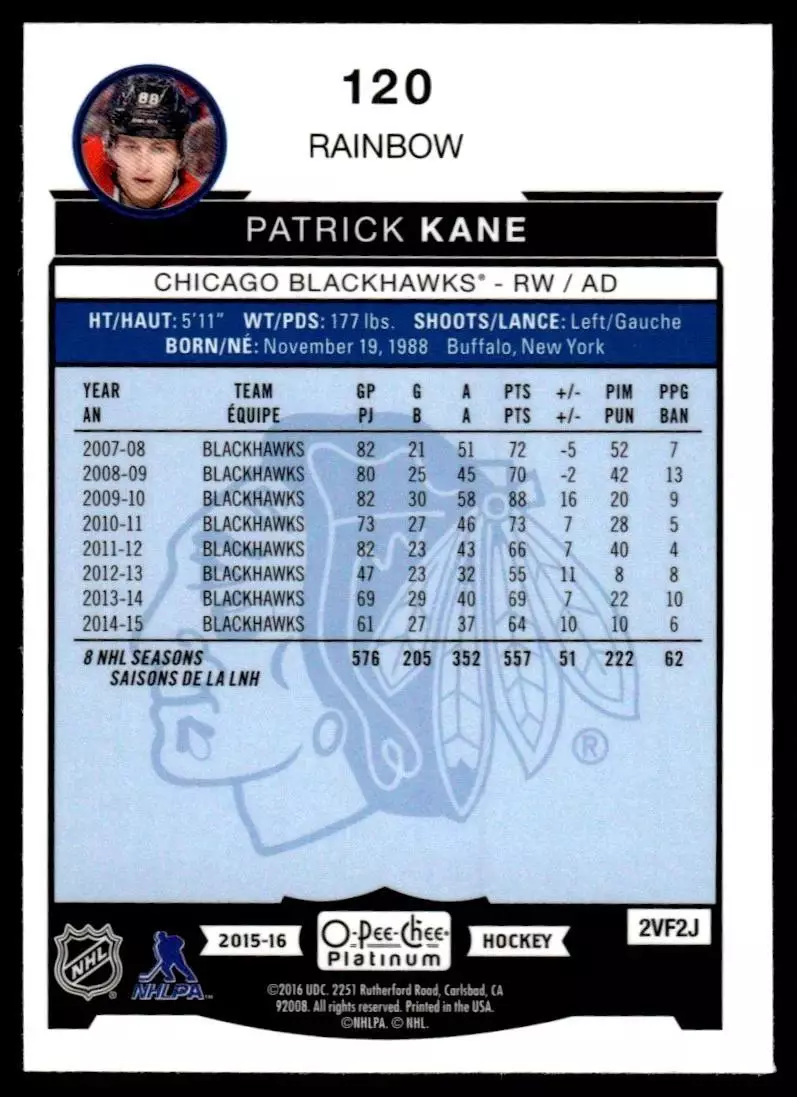 2015-16 O-Pee-Chee Platinum #120 Patrick Kane 1