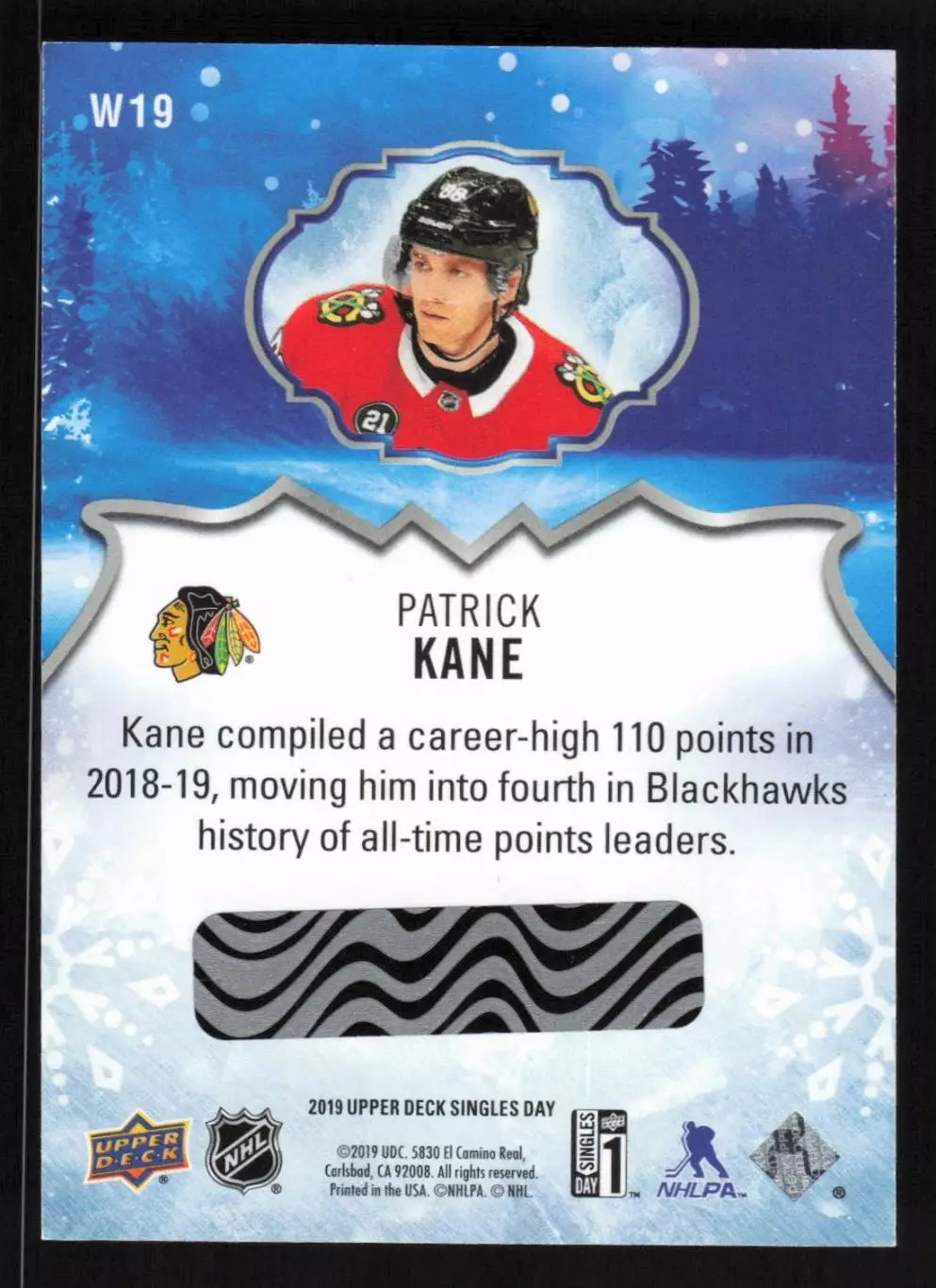 2019 Upper Deck Singles Day Winter #W19 Patrick Kane 1