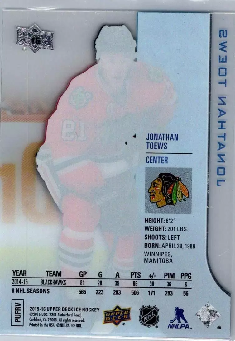 2015-16 Upper Deck Ice #16 Jonathan Toews 1