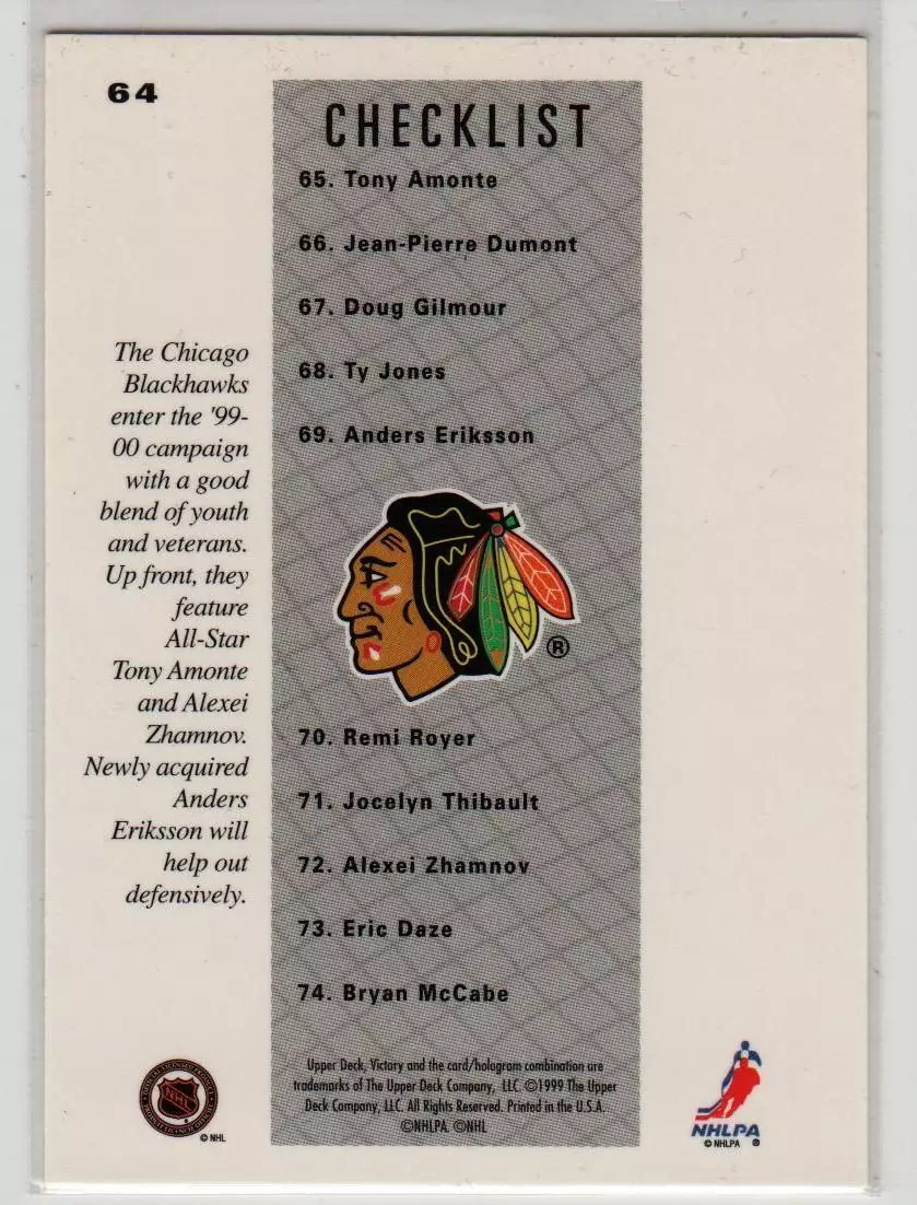 1999-00 Upper Deck Victory #64 Tony Amonte CL 1