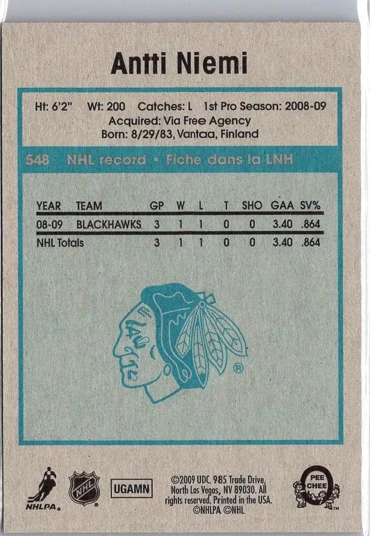 2009-10 O-Pee-Chee Retro #548 Antti Niemi 1