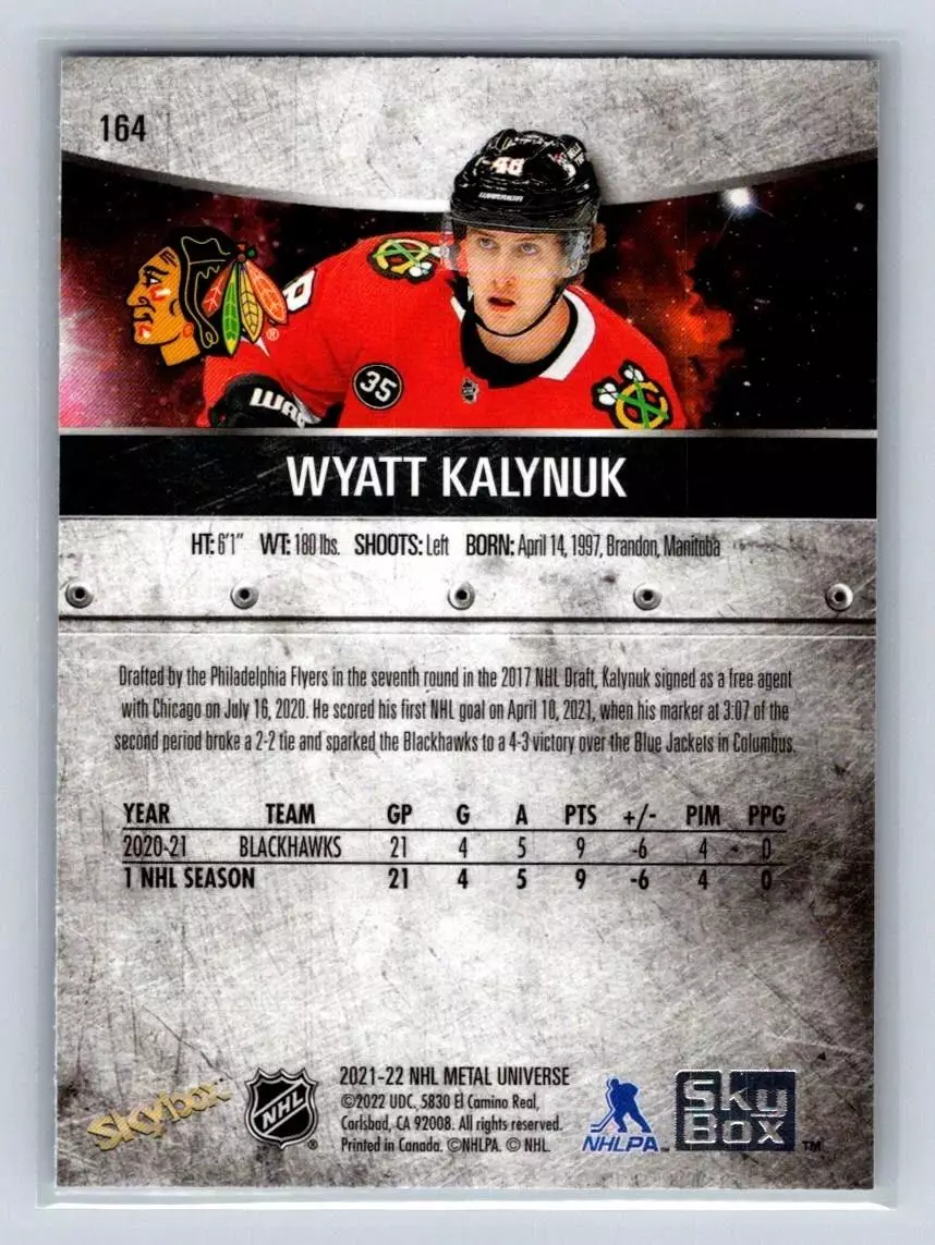 2021-22 Metal Universe #164 Wyatt Kalynuk RC\Ak Bars Kazan\Salavat Yulaev Ufa 1