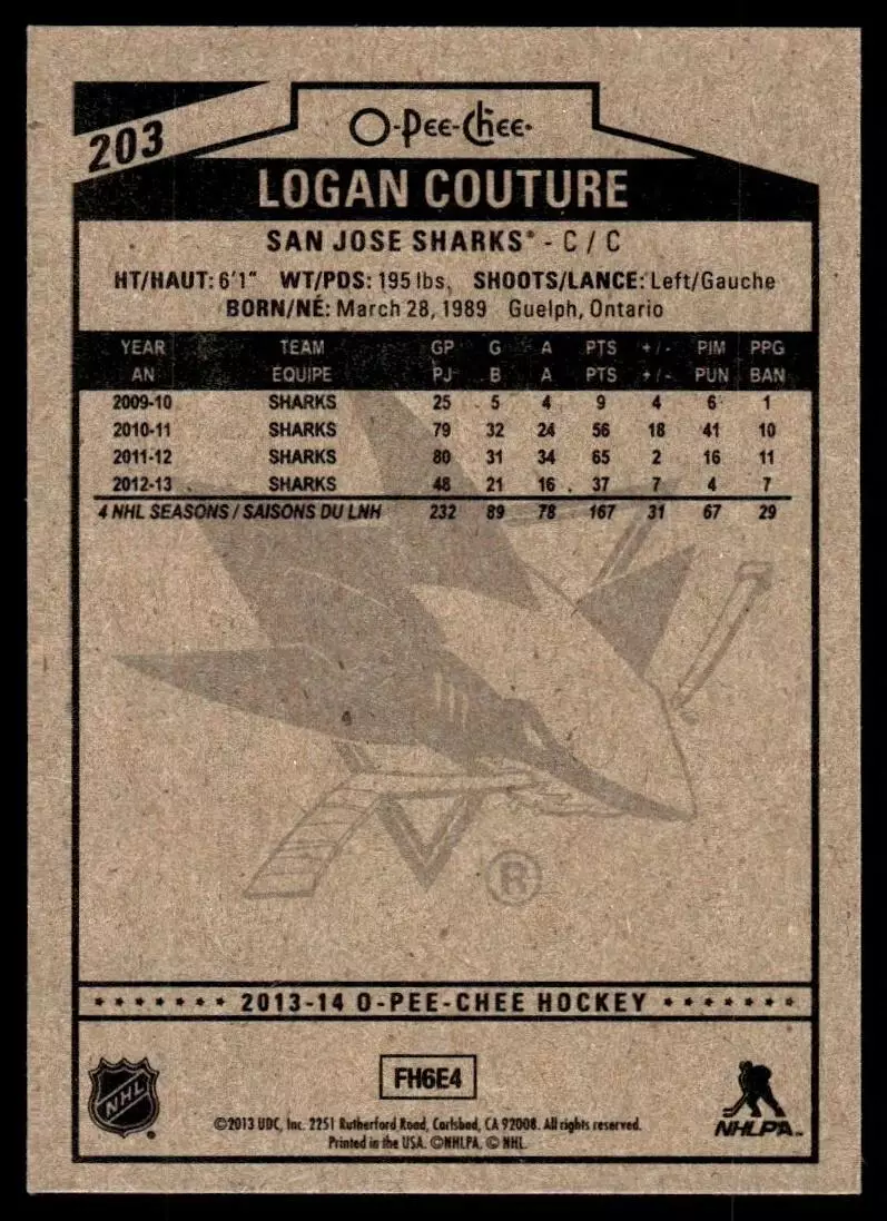 2013-14 O-Pee-Chee #203 Logan Couture 1