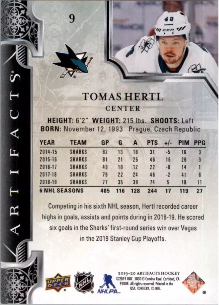 2019-20 Artifacts #9 Tomas Hertl 1