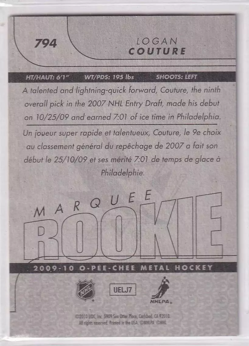 2009-10 O-Pee-Chee #794 Logan Couture RC 1