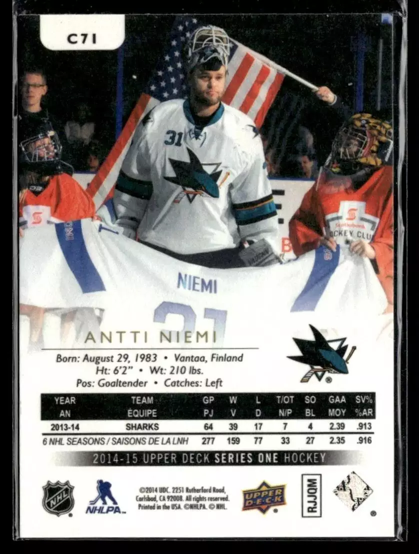 2014-15 Upper Deck Canvas #C71 Antti Niemi 1