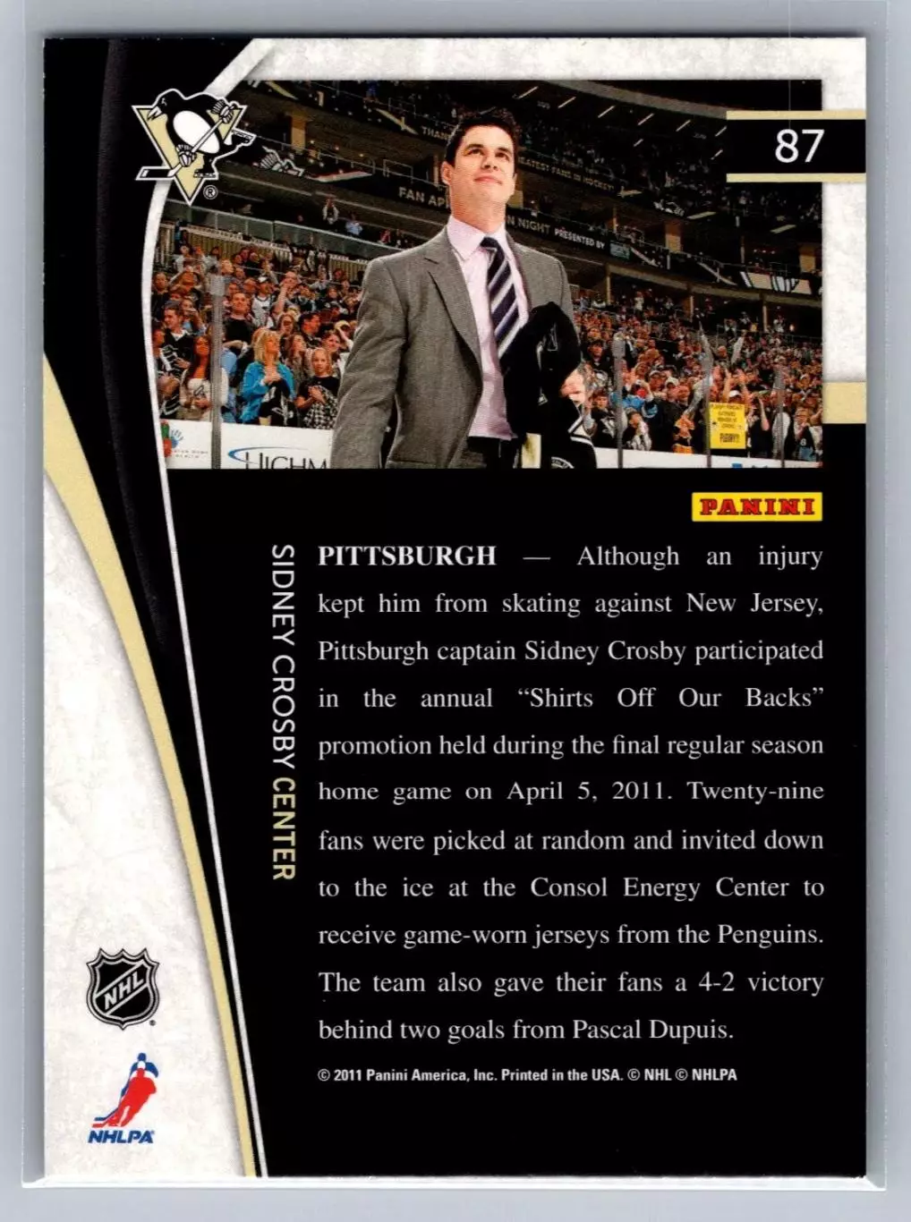 2011-12 Pinnacle #87 Sidney Crosby 1