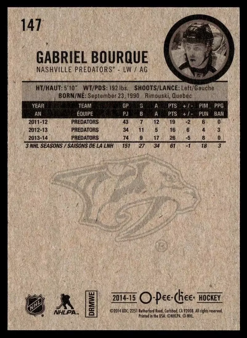 2014-15 O-Pee-Chee #147 Gabriel Bourque 1