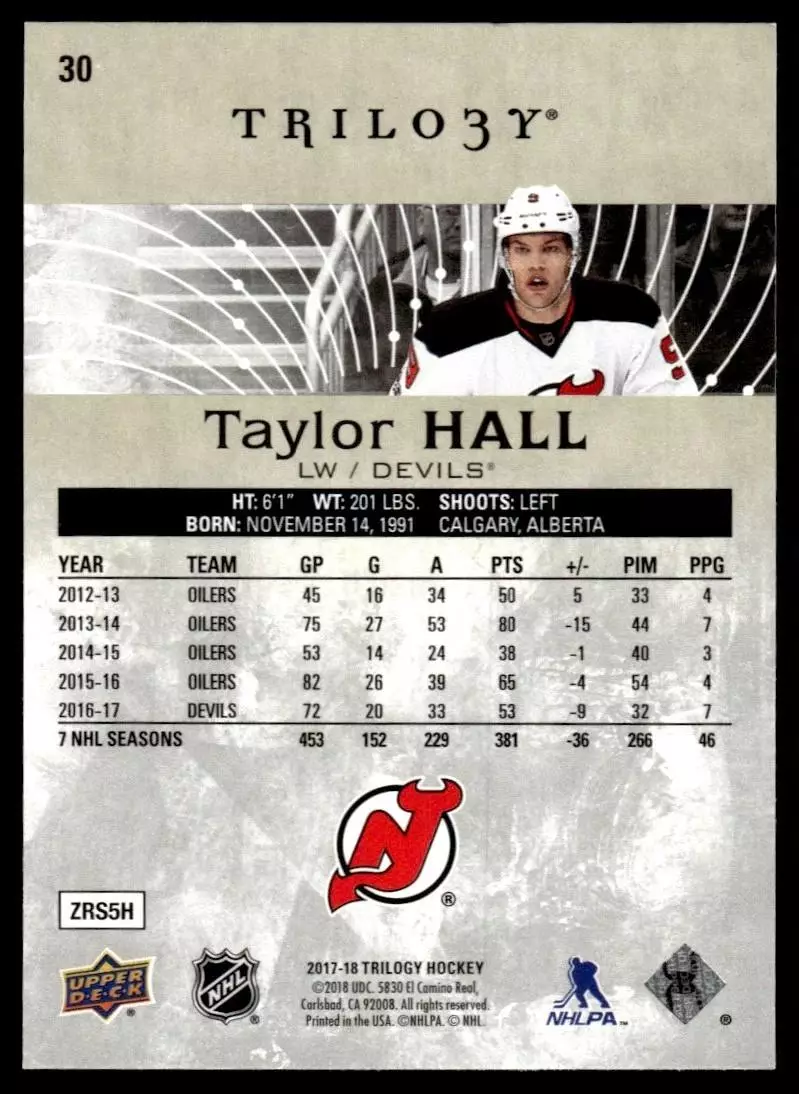 2017-18 Upper Deck Trilogy #30 Taylor Hall 1