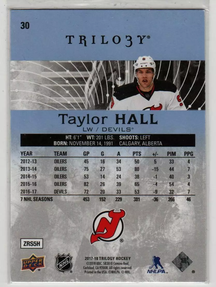 2017-18 Upper Deck Trilogy Blue #30 Taylor Hall 540\999 1