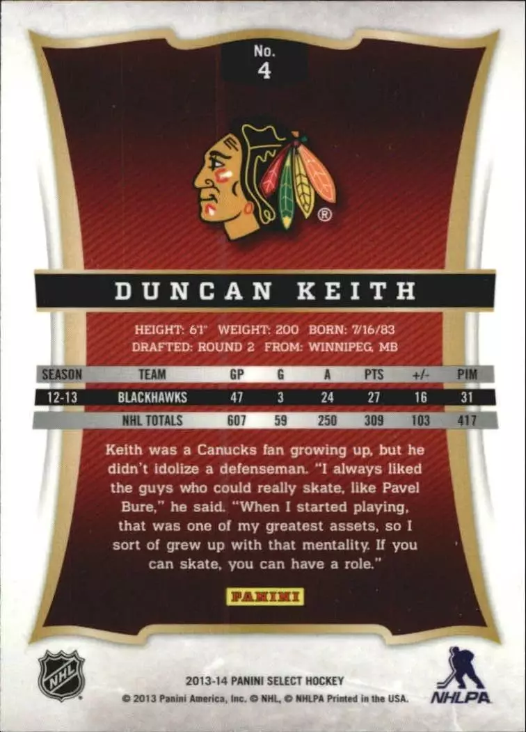 2013-14 Select #4 Duncan Keith 1