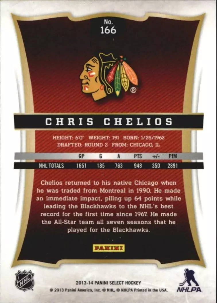 2013-14 Select #166 Chris Chelios 1