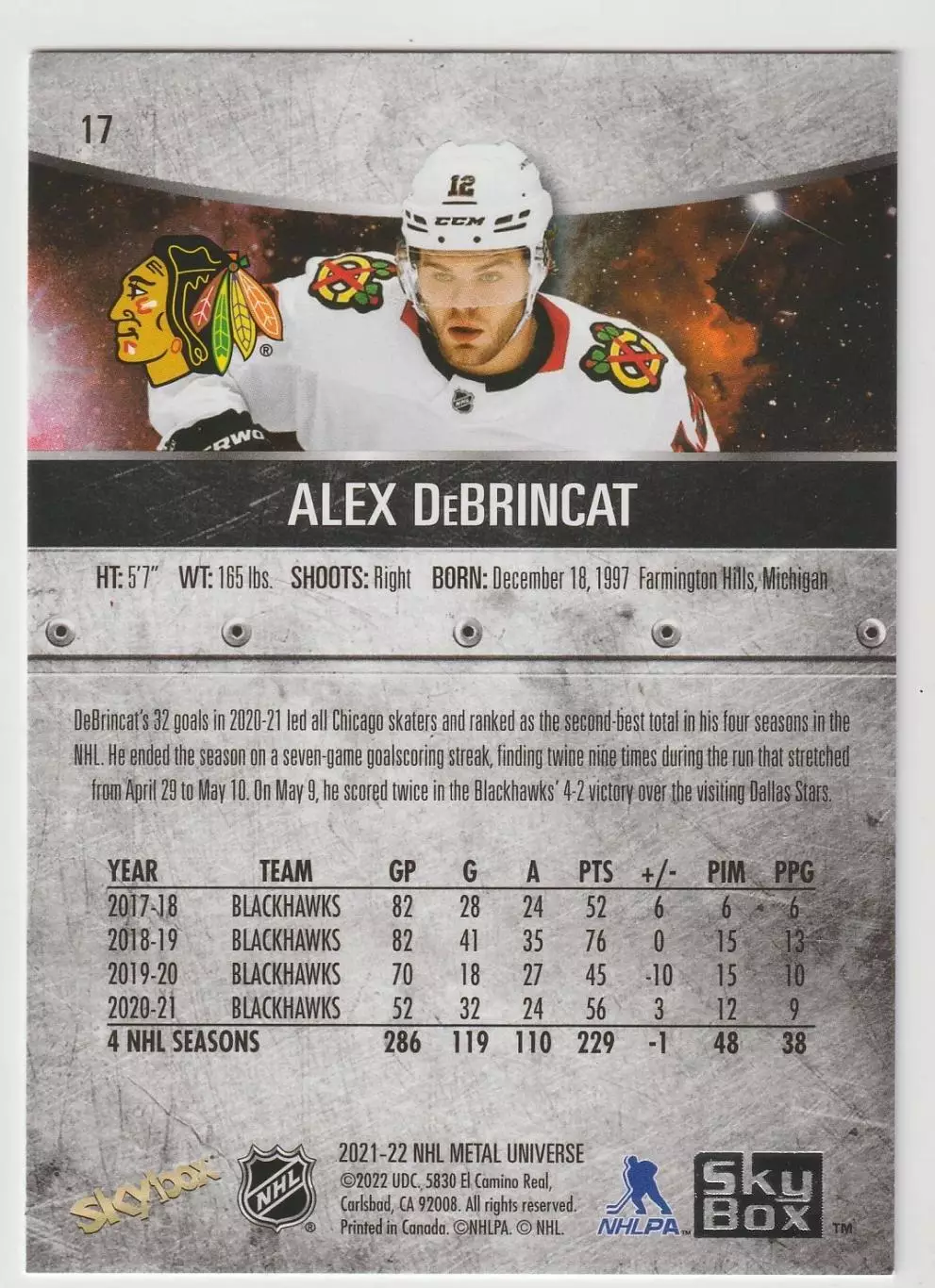 2021-22 Metal Universe #17 Alex DeBrincat 1