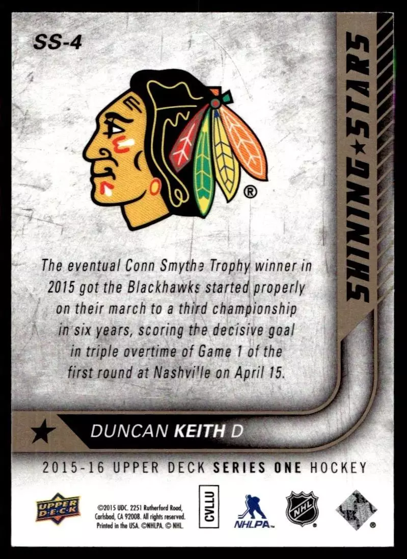 2015-16 Upper Deck Shining Stars #SS4 Duncan Keith 1