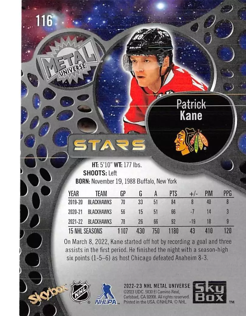 2022-23 Metal Universe #116 Patrick Kane 1
