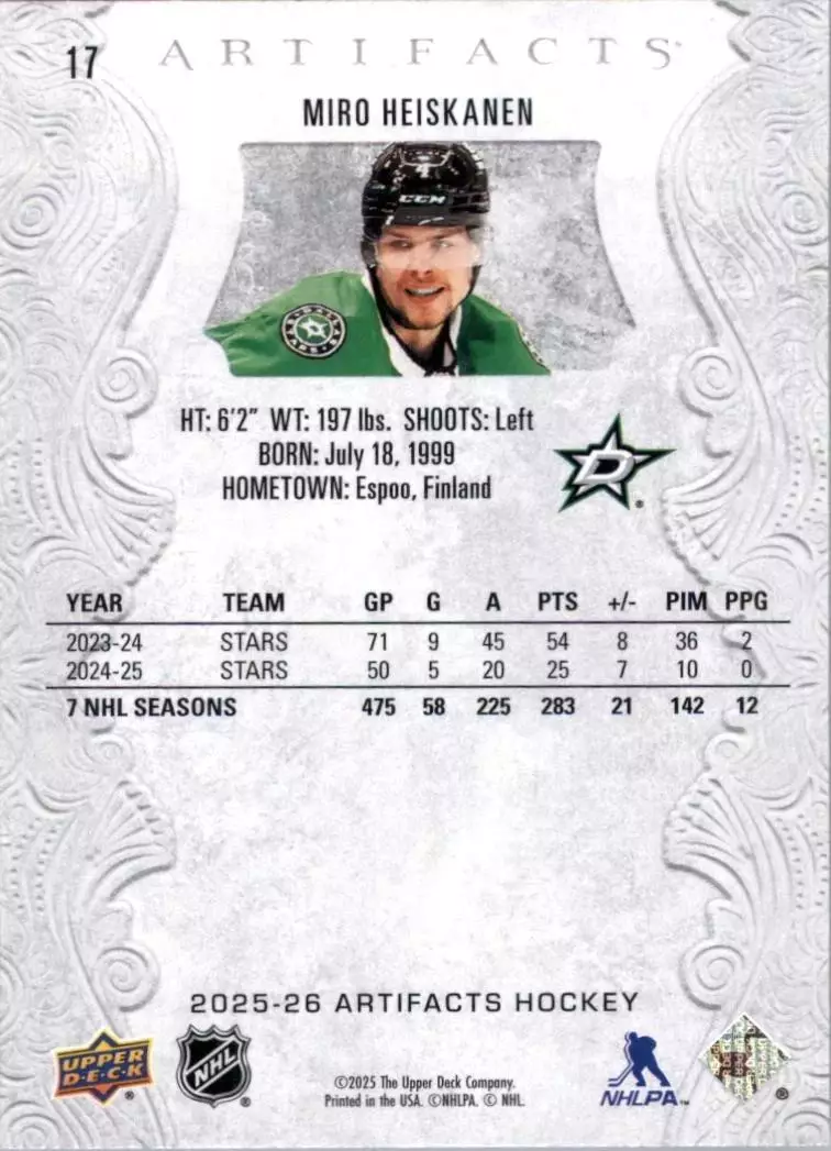 2025-26 Artifacts #17 Miro Heiskanen 1