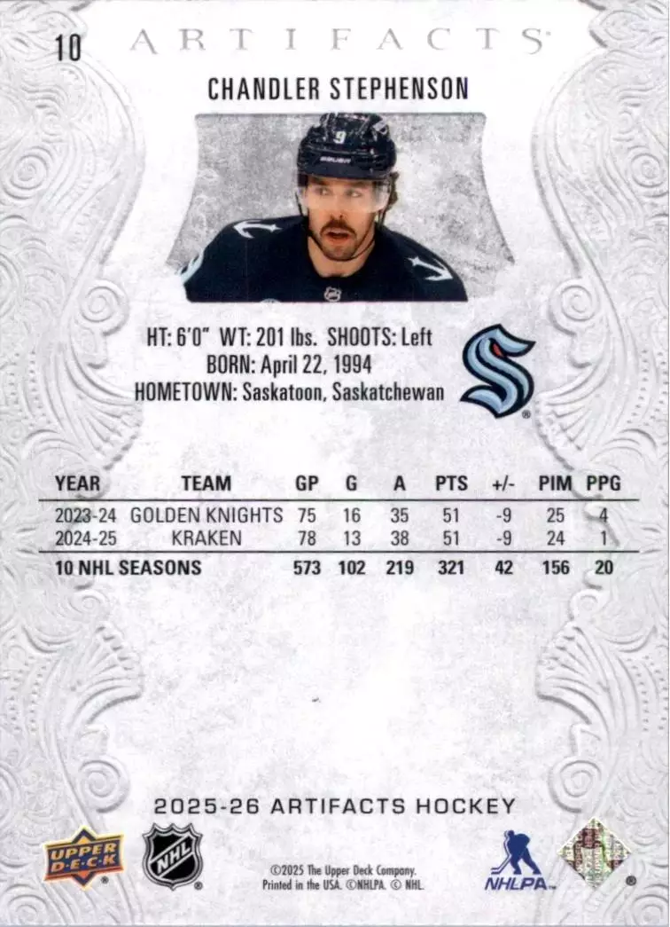 2025-26 Artifacts #10 Chandler Stephenson 1