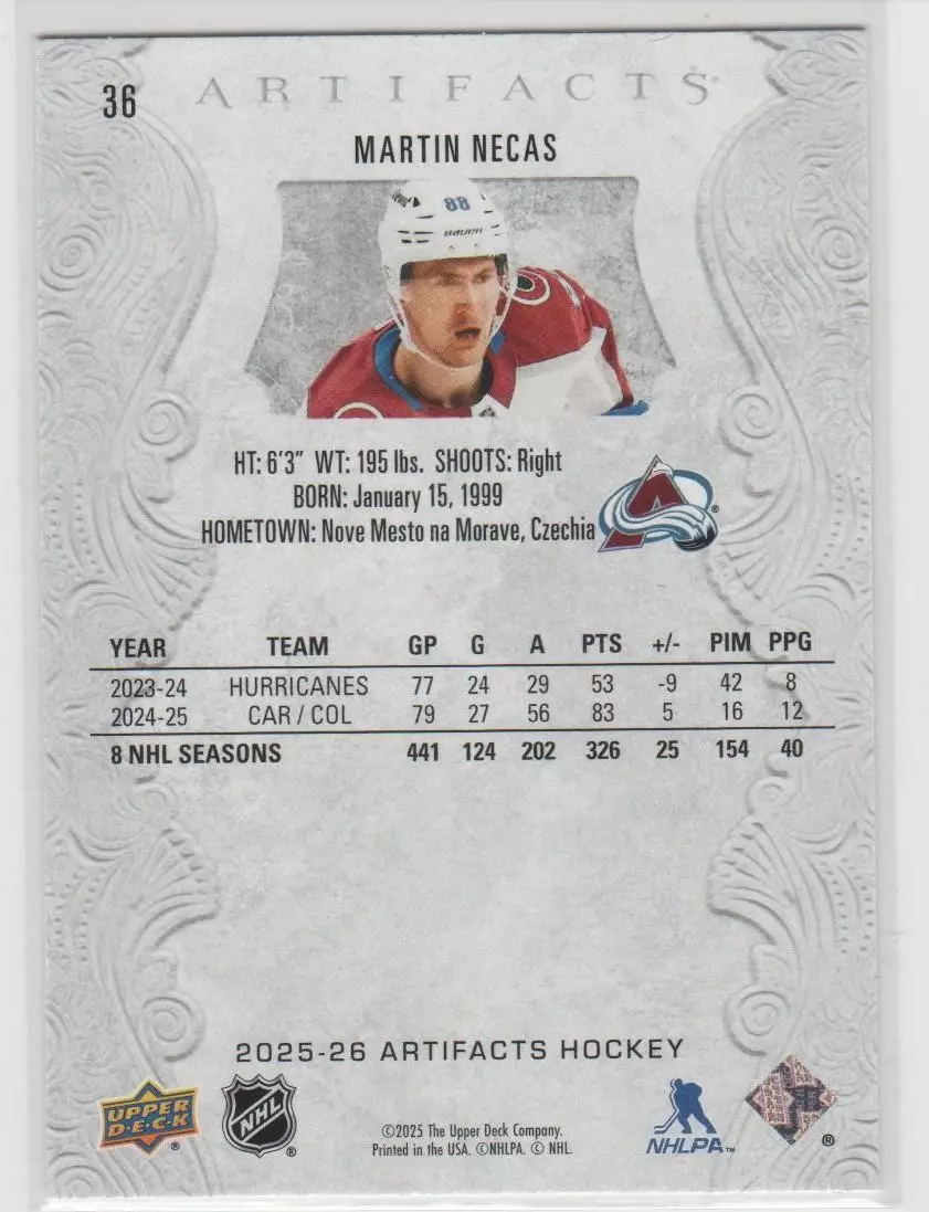 2025-26 Artifacts #36 Martin Necas 1