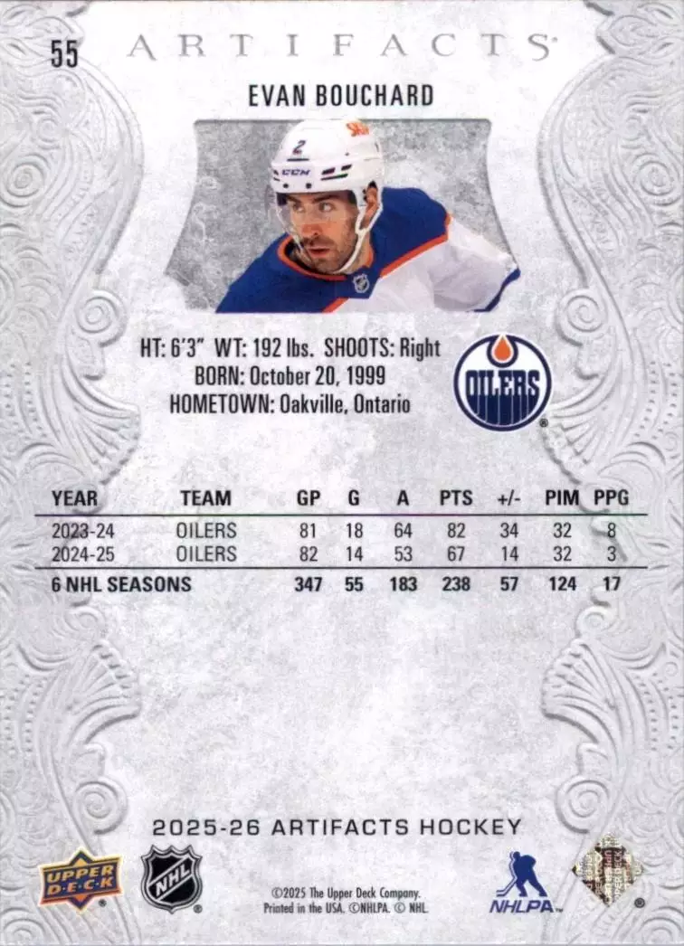 2025-26 Artifacts #55 Evan Bouchard 1