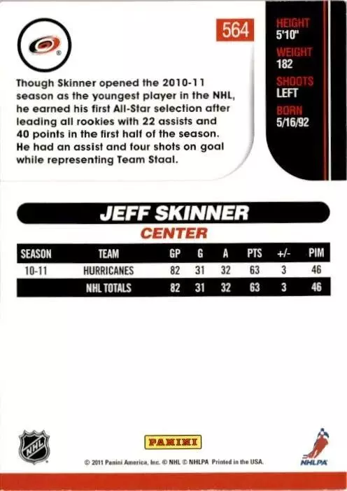 2010-11 Score #564 Jeff Skinner 1