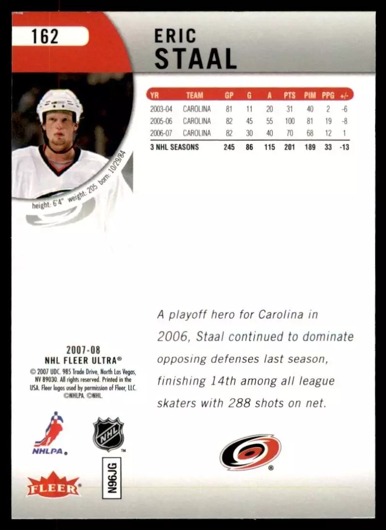 2007-08 Ultra #162 Eric Staal 1