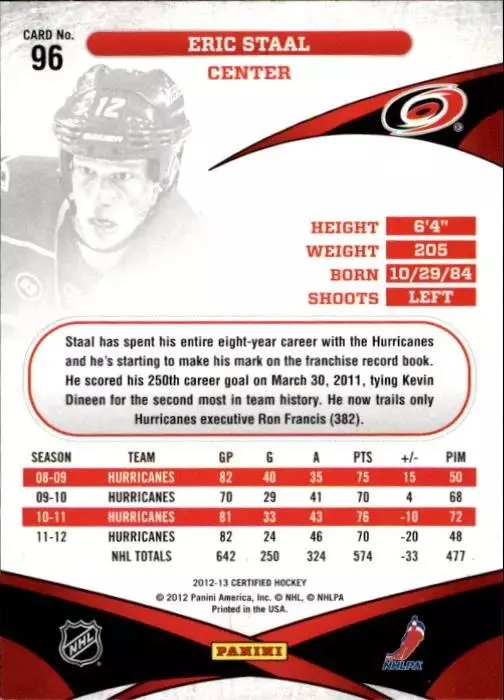 2012-13 Certified #96 Eric Staal 1