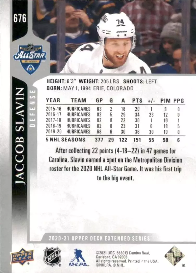 2020-21 Upper Deck #676 Jaccob Slavin AS 1