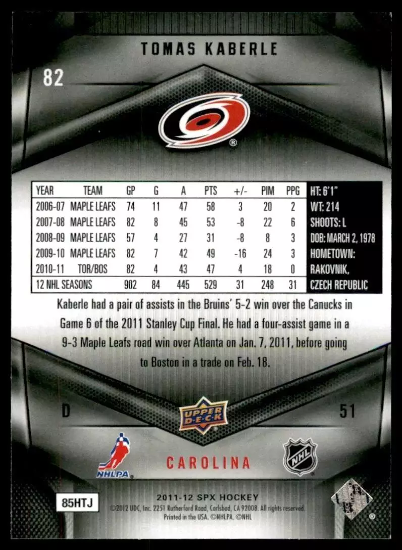 2011-12 SPx #83 Eric Staal 1