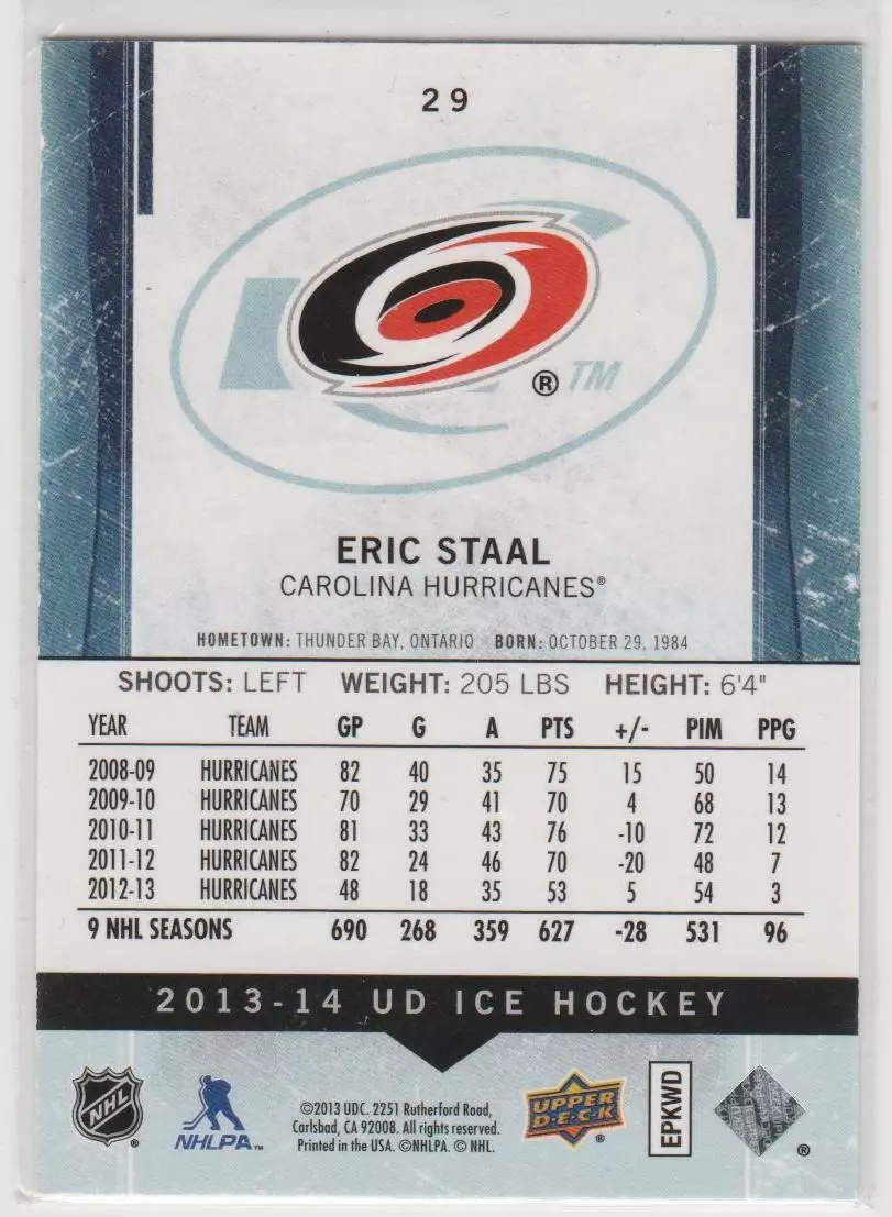 2013-14 Upper Deck Ice #29 Eric Staal 1