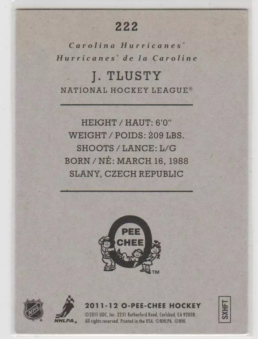 2011-12 O-Pee-Chee Retro #222 Jiri Tlusty 1