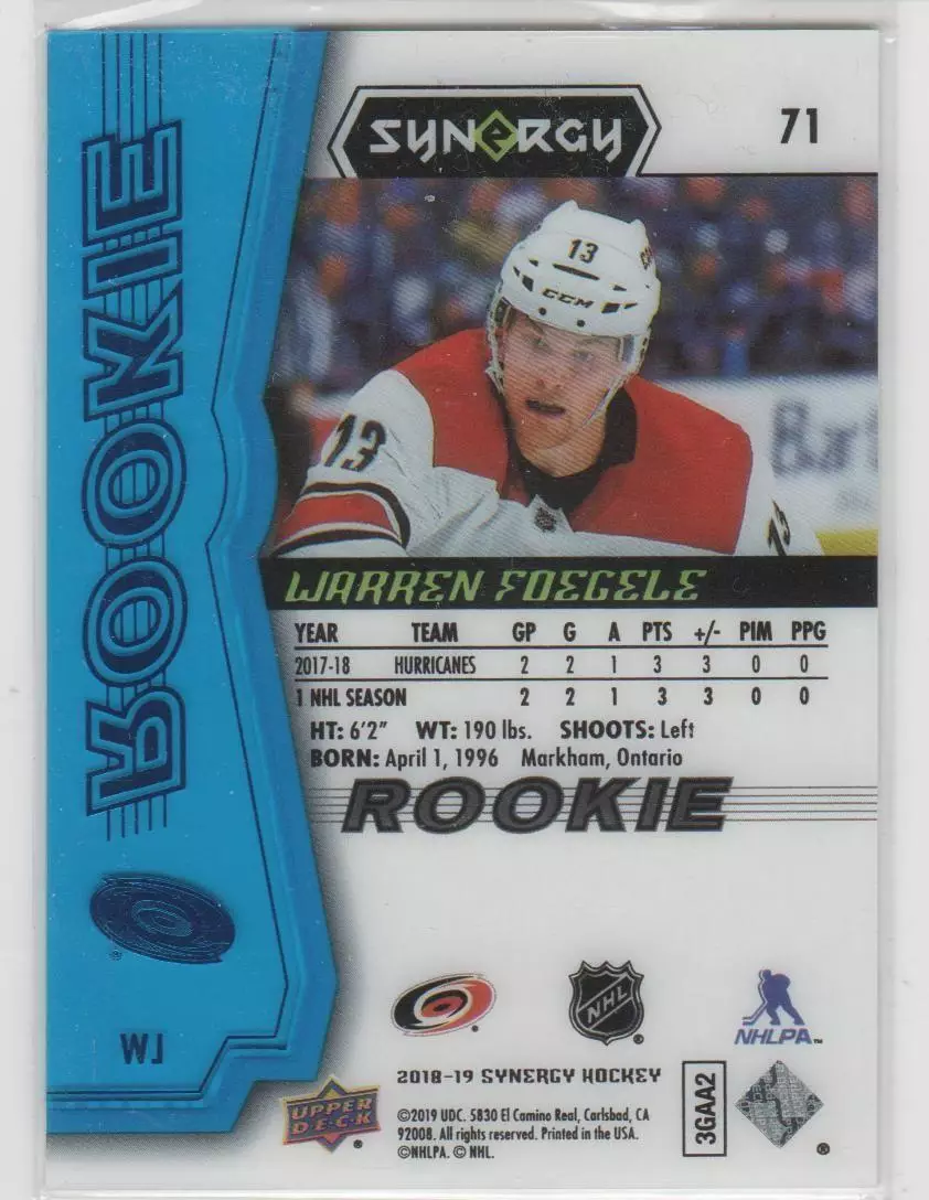 2018-19 Synergy Blue #71 Warren Foegele 028\799 1