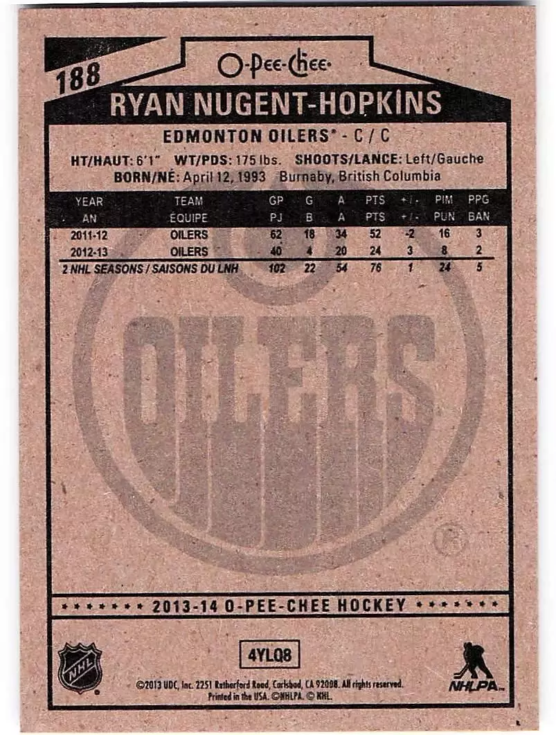 2013-14 O-Pee-Chee #188 Ryan Nugent-Hopkins 1