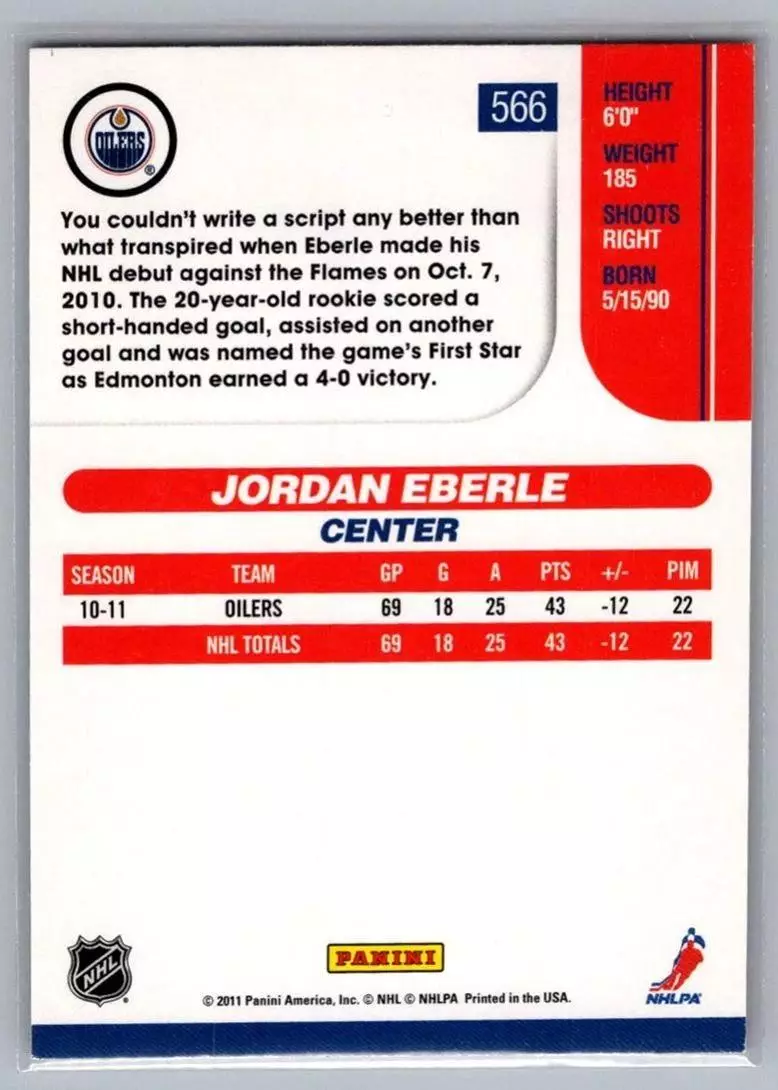 2010-11 Score #566 Jordan Eberle 1
