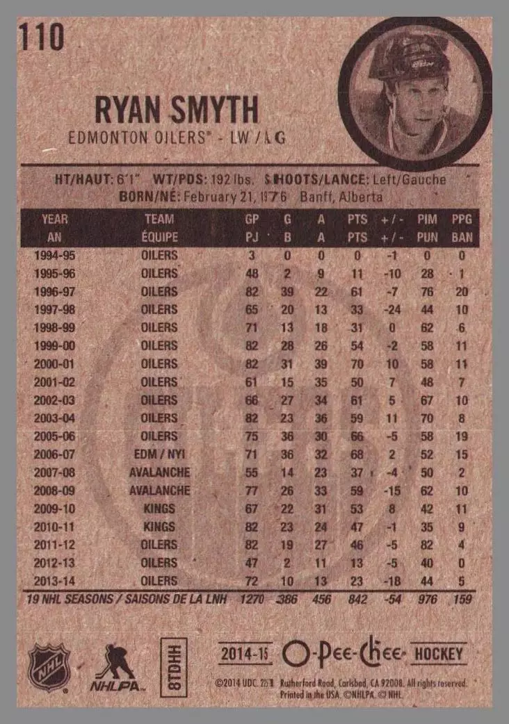2014-15 O-Pee-Chee #110 Ryan Smyth 1