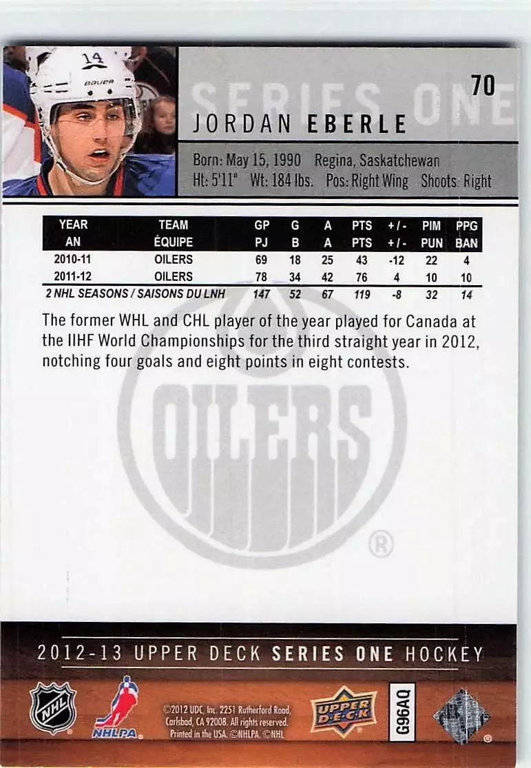 2012-13 Upper Deck #70 Jordan Eberle 1