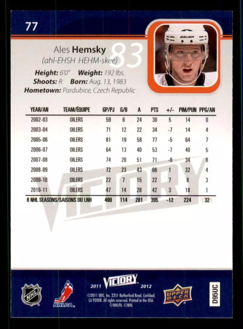 2011-12 Upper Deck Victory #77 Ales Hemsky 1
