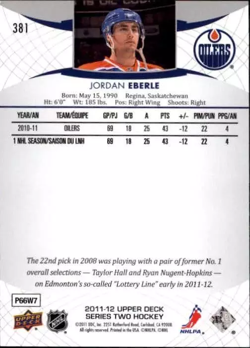 2011-12 Upper Deck #381 Jordan Eberle 1