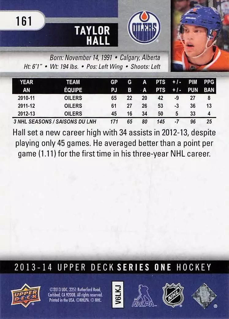 2013-14 Upper Deck #161 Taylor Hall 1