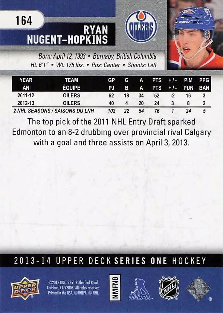 2013-14 Upper Deck #164 Ryan Nugent-Hopkins 1