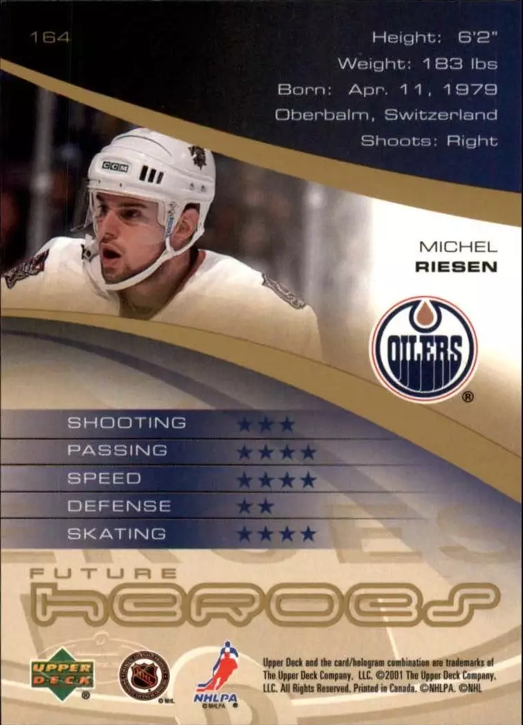 2000-01 Upper Deck Heroes #164 Michel Riesen RC 1
