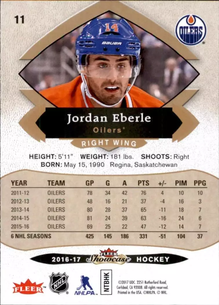 2016-17 Fleer Showcase #11 Jordan Eberle 1