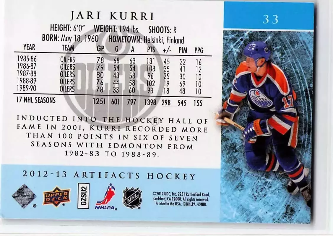 2012-13 Artifacts #33 Jari Kurri 1
