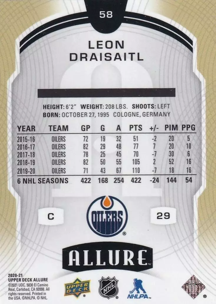 2020-21 Upper Deck Allure #58 Leon Draisaitl 1