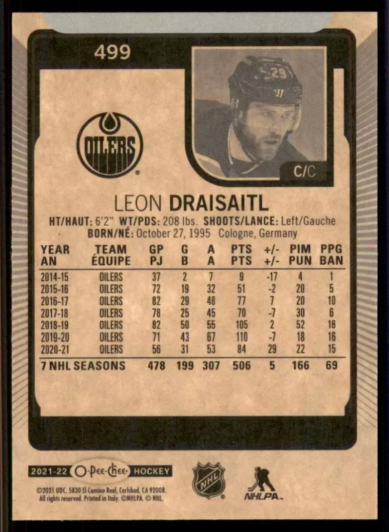 2021-22 O-Pee-Chee #499 Leon Draisaitl 1
