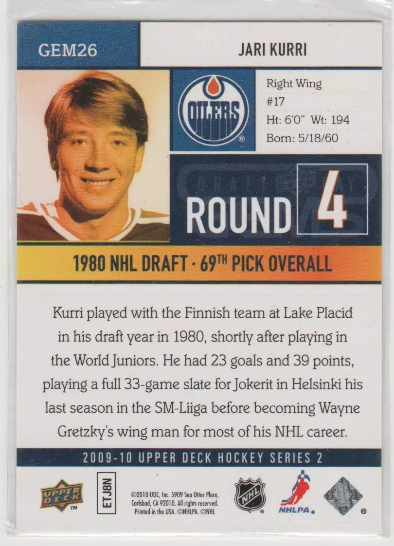 2009-10 Upper Deck Draft Day Gems #GEM26 Jari Kurri 1