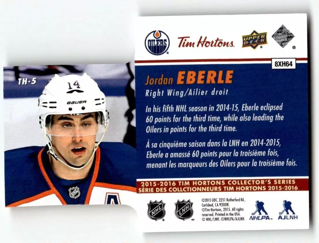 2015-16 Upper Deck Tim Hortons Die Cuts #TH5 Jordan Eberle 1