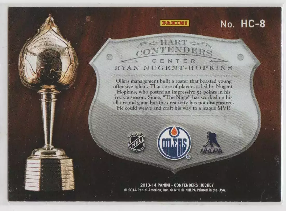 2013-14 Panini Contenders Hart Contenders #HC8 Ryan Nugent-Hopkins 412\499 1