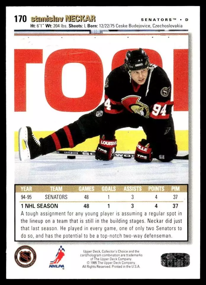 1995-96 Collector's Choice #170 Stanislav Neckar 1