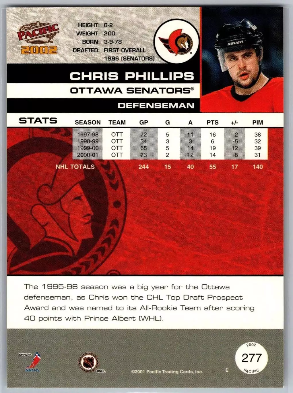2001-02 Pacific #277 Chris Phillips 1